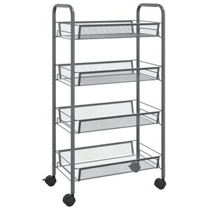 vidaXL 4-Tier Kitchen Trolley Grey 46x26x85 cm Iron
