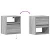 vidaXL Wall-mounted Bedside Cabinet with LED Lights Grey Sonoma