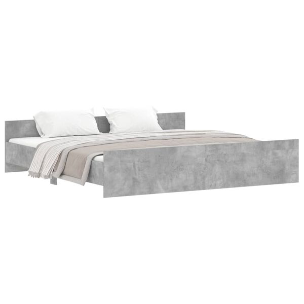 vidaXL Bed Frame without Mattress Concrete Grey 180x200 cm Super King
