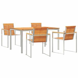 vidaXL Garden Dining Set 5 pcs Solid Acacia Wood and Stainless Steel