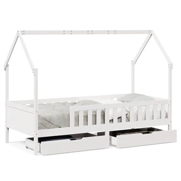 vidaXL Kids Bed Frame with Drawers without Mattress 90x190 cm Single Solid Wood