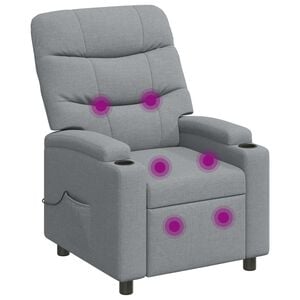 vidaXL Recliner Massage Chair Light Grey 75 x 93 x 102 cm Fabric