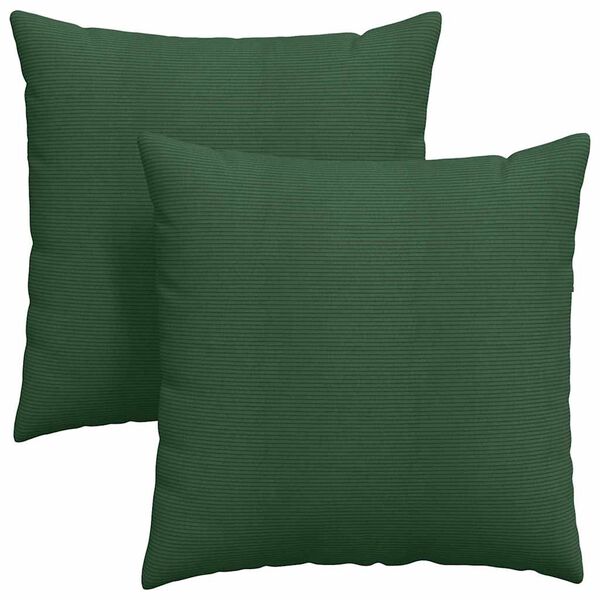 vidaXL Sofa Pillows 2 pcs Dark Green 80 x 80 cm Corduroy Fabric