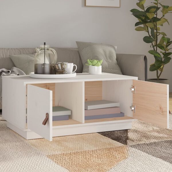 vidaXL Coffee Table White 80x50x35 cm Solid Wood Pine