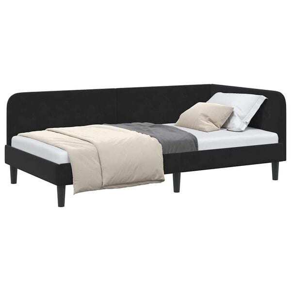 vidaXL Corner Bed Frame with Headboard Black 90 x 190 cm Velvet