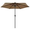 vidaXL Garden Parasol with LED Lights and Aluminium Pole 270 cm Taupe