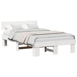 vidaXL Bed Frame with Headboard White 140 x 190 cm Solid Pine Wood