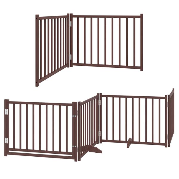 vidaXL Dog Gate with Door Foldable 10 Panels Brown 800 cm Poplar Wood