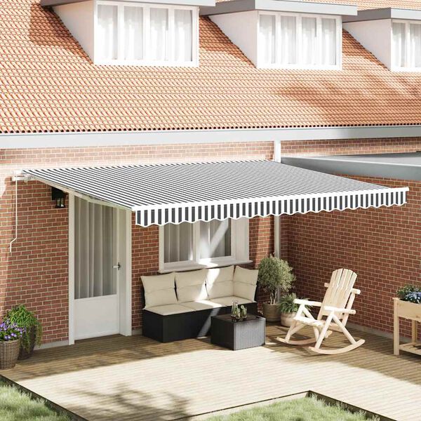 vidaXL Manual Retractable Awning Anthracite&White 450x300 cm