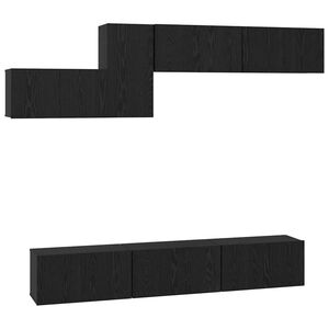 vidaXL TV Cabinet Set with Drawer 7 pcs Black Oak Engineered Wood