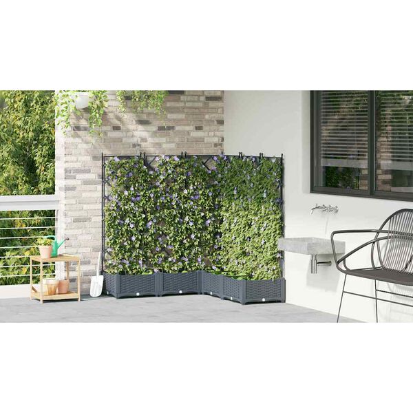 vidaXL Garden Planter 5 pcs LiGht Grey 120 x 120 x 125.5 cm Steel