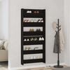 vidaXL Shoe Cabinet 2 pcs Black Oak 86 x 18 x 90 cm Engineered Wood