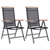 vidaXL Folding Garden Chairs 2 pcs Aluminium and Textilene Black