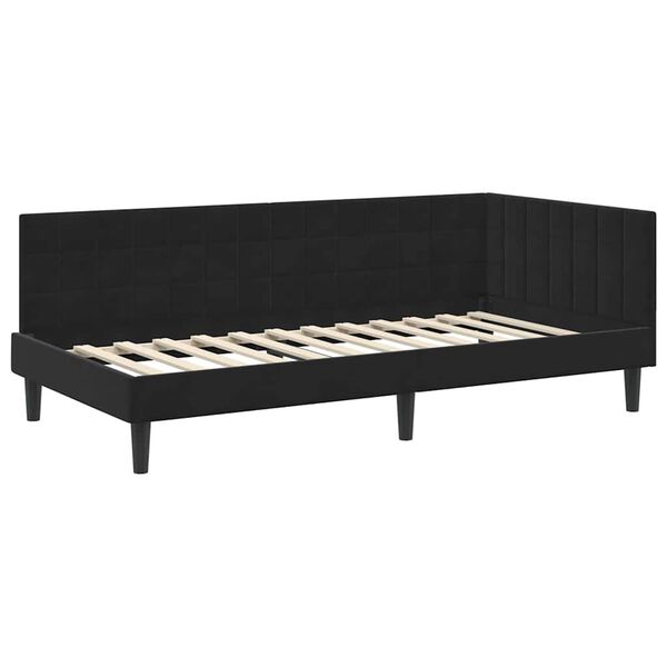 vidaXL Corner Bed Frame with Headboard Black 90 x 200 cm Velvet