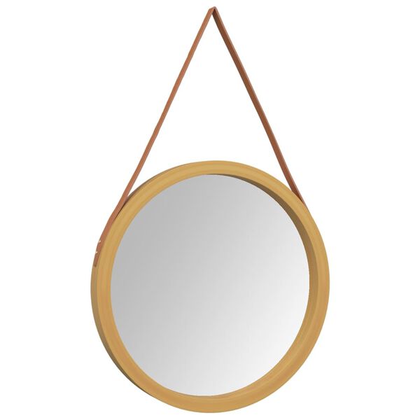 vidaXL Wall Mirror with Strap Gold &Oslash; 55 cm