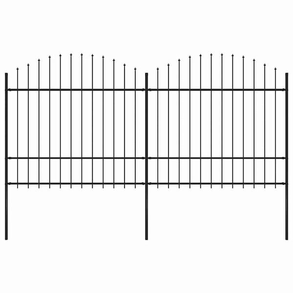 vidaXL Garden Fence with Spear Top Steel 359x175 cm Black