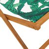 vidaXL Folding Beach Chair Leaf Pattern Solid Wood Eucalyptus and Fabric