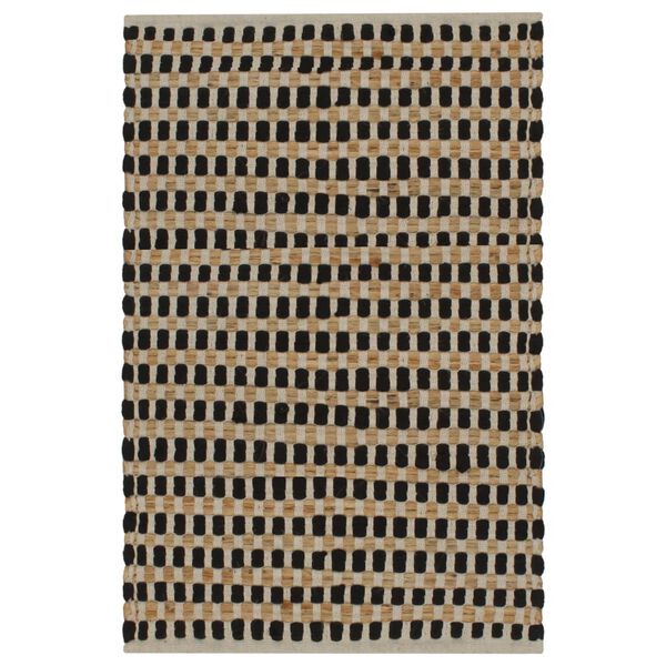 vidaXL Hand-Woven Jute Bathroom Mat Set Fabric Natural and Black