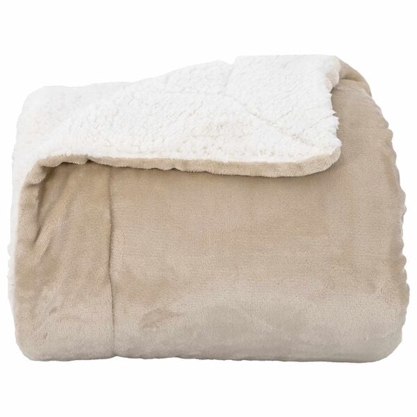 vidaXL Throw Blanket Beige 130 x 150 cm Fleece