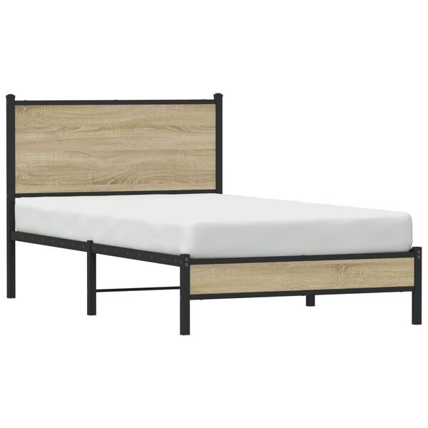 vidaXL Metal Bed Frame without Mattress Sonoma Oak 100x200 cm