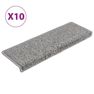 vidaXL Stair Mats 10 pcs 65x21x4 cm Grey Rectangular Edge