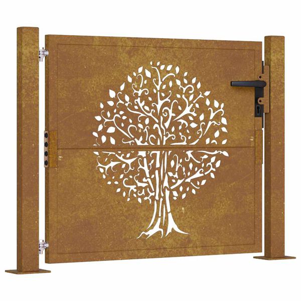 vidaXL Garden Gate 100x75 cm Corten Steel Tree Design