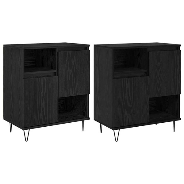 vidaXL Sideboard 2 pcs Black Oak 60 x 35 x 70 cm