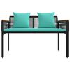 vidaXL Outdoor Bench Black and Turquoise 117 x 54 x 74.5 cm