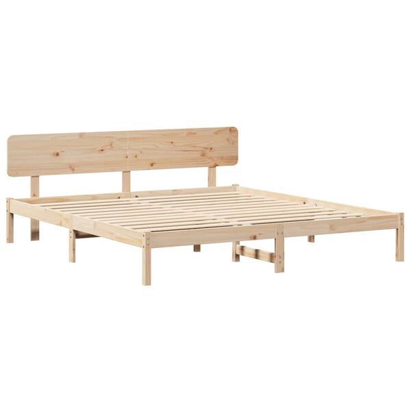 vidaXL Bed Frame with Headboard Natural 180 x 200 cm Solid Pine Wood