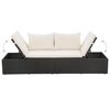vidaXL Outdoor Lounge Bed with Cushion & Pillows Poly Rattan Black
