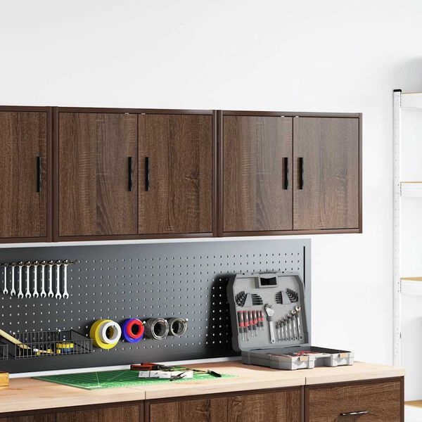 vidaXL Garage Wall Cabinets 2 pcs Brown Oak Engineered Wood