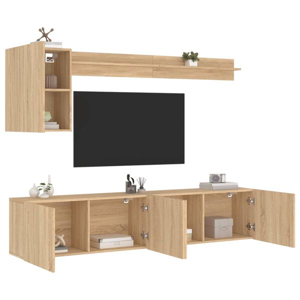 vidaXL 5 Piece TV Wall Units Sonoma Oak Engineered Wood