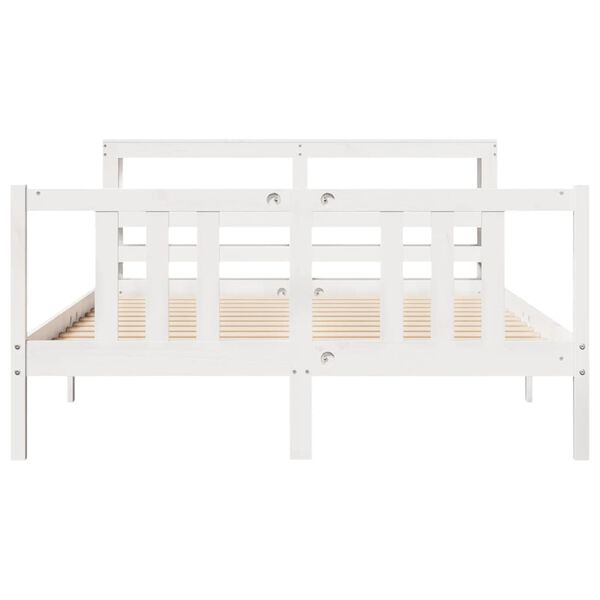 vidaXL Bed Frame with Headboard without Mattress White 140x200 cm