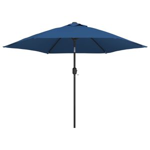 vidaXL Outdoor Parasol with LED Lights and Steel Pole 300 cm Azure