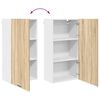 vidaXL Hanging Cabinet with Door Sonoma Oak and White 50 x 31 x 100 cm