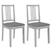 vidaXL Dining Chairs with Cushions 2 pcs Grey Solid Wood