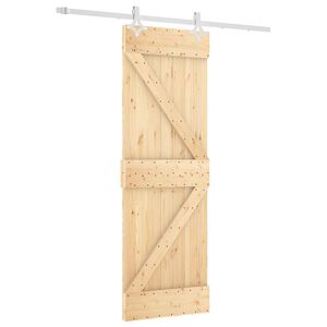vidaXL Sliding Door Natural and White 70 x 210 cm Solid Pine Wood