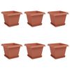 vidaXL Plant Pots 6 pcs Brick Red 33 x 33 x 26 cm Plastic