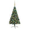 vidaXL Artificial Half Pre-lit Christmas Tree with Ball Set Green 180 cm