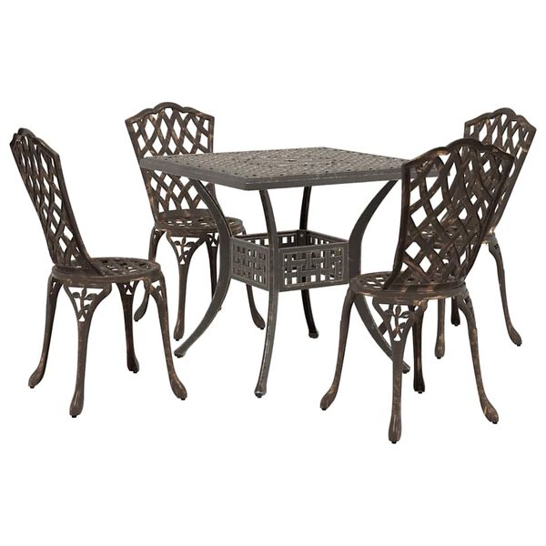vidaXL Garden Table Set 5 pcs Bronze Cast Aluminium