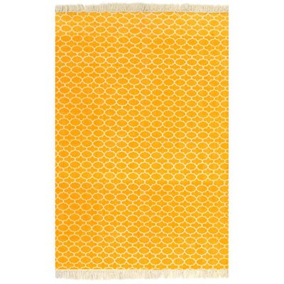 vidaXL Kilim Rug Cotton 160x230 cm with Pattern Yellow