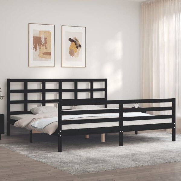 vidaXL Bed Frame without Mattress Black 200x200 cm Solid Wood