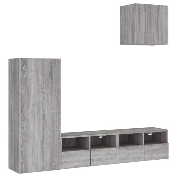 vidaXL 4 Piece TV Wall Units Grey Sonoma Engineered Wood