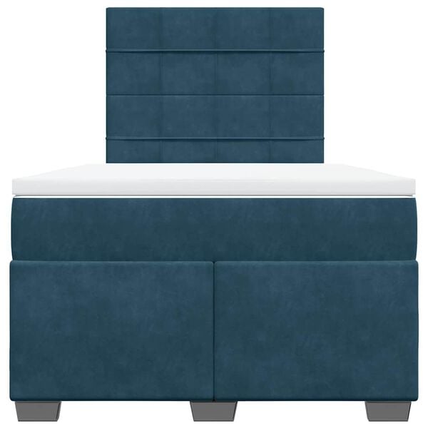 vidaXL Box Spring Bed with Mattress Blue 120x190 cm Small Double Velvet