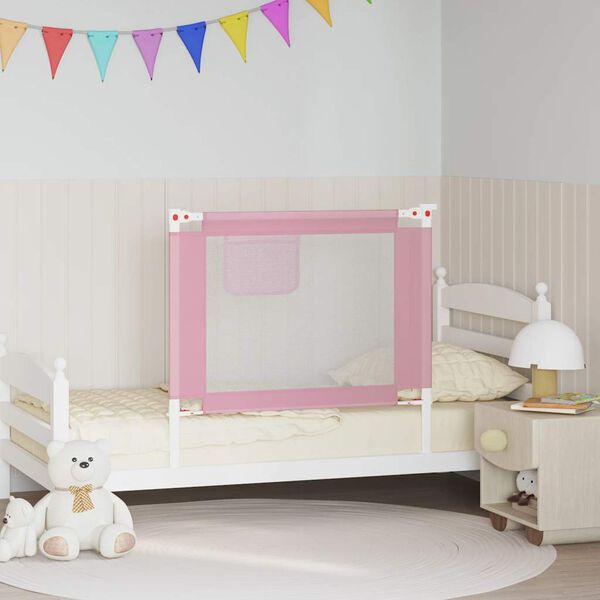 vidaXL Toddler Safety Bed Rail Pink 90x25 cm Fabric