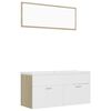 vidaXL Bathroom Furniture Set White and Sonoma Oak Engineered Wood