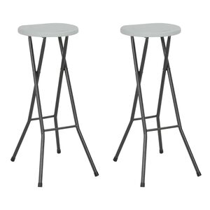 vidaXL Bar Chair | Set of 2 | White | HDPE and powder-coated steel | Foldable