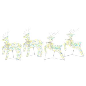 vidaXL LED Reindeers 4 pcs 80 LEDs Multicoulur 44 x 18 x 65.5 cm PET