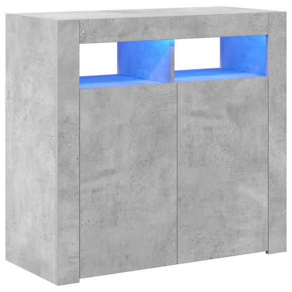 vidaXL Sideboard with LED Lights Concrete Grey 80x35x75 cm