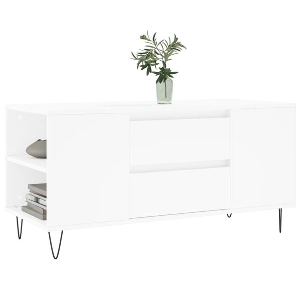 vidaXL Coffee Table White 102x44.5x50 cm Engineered Wood